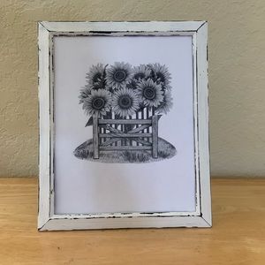 Farmhouse Sunflowers and gate picture 8x10 w/frame